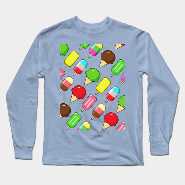 Popsicles and Ice creams pattern Long Sleeve T-Shirt by Coowo22